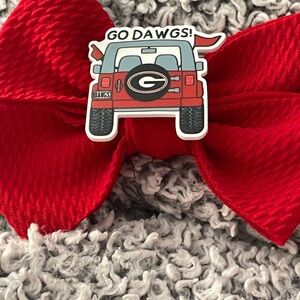 Red Bow with Go Dawgs Pin